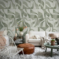 Floating Tiles, Green Mural Wallpaper - room preview 03