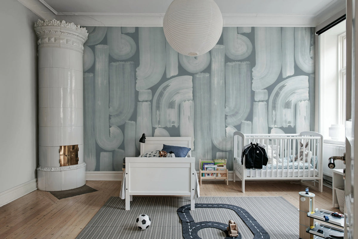 Smooth Brush, Blue Mural Wallpaper - room preview 03