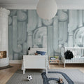 Smooth Brush, Blue Mural Wallpaper - room preview 03