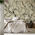 Soft Curve, Black Mural Wallpaper - room preview 03