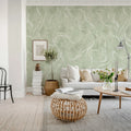 Soft Curve, Green Mural Wallpaper - room preview 03