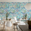 Flowerhaze, Blue Mural Wallpaper - room preview 03