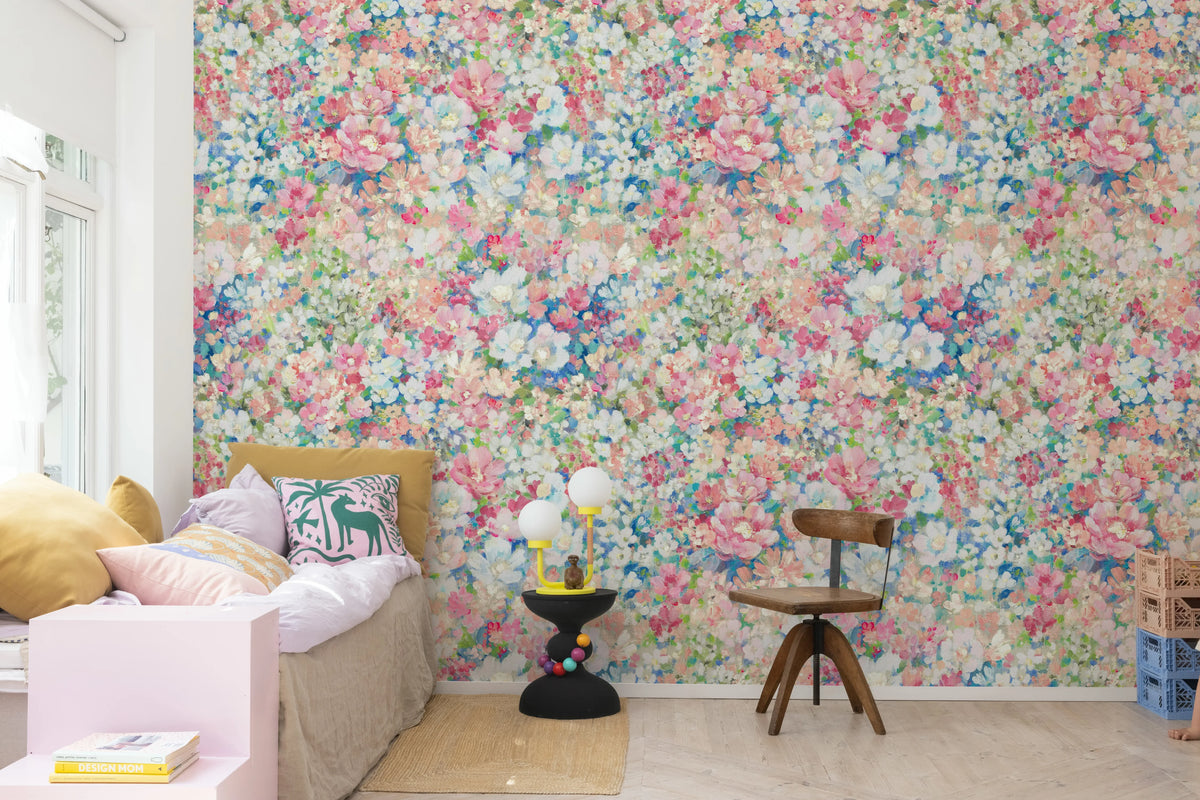 Flowerhaze, Pink Mural Wallpaper - room preview 03