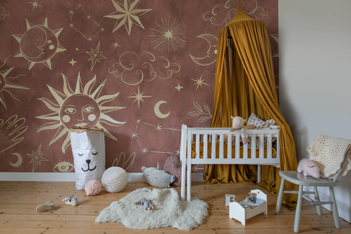 Astrology, Red Mural Wallpaper - room preview 03