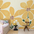 Sketched Flower, Yellow Mural Wallpaper - room preview 03