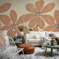 Sketched Flower, Red Mural Wallpaper - room preview 03