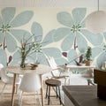 Sketched Flower, Blue Mural Wallpaper - room preview 03