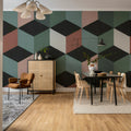 Colorful Rombs, Green Mural Wallpaper - room preview 03