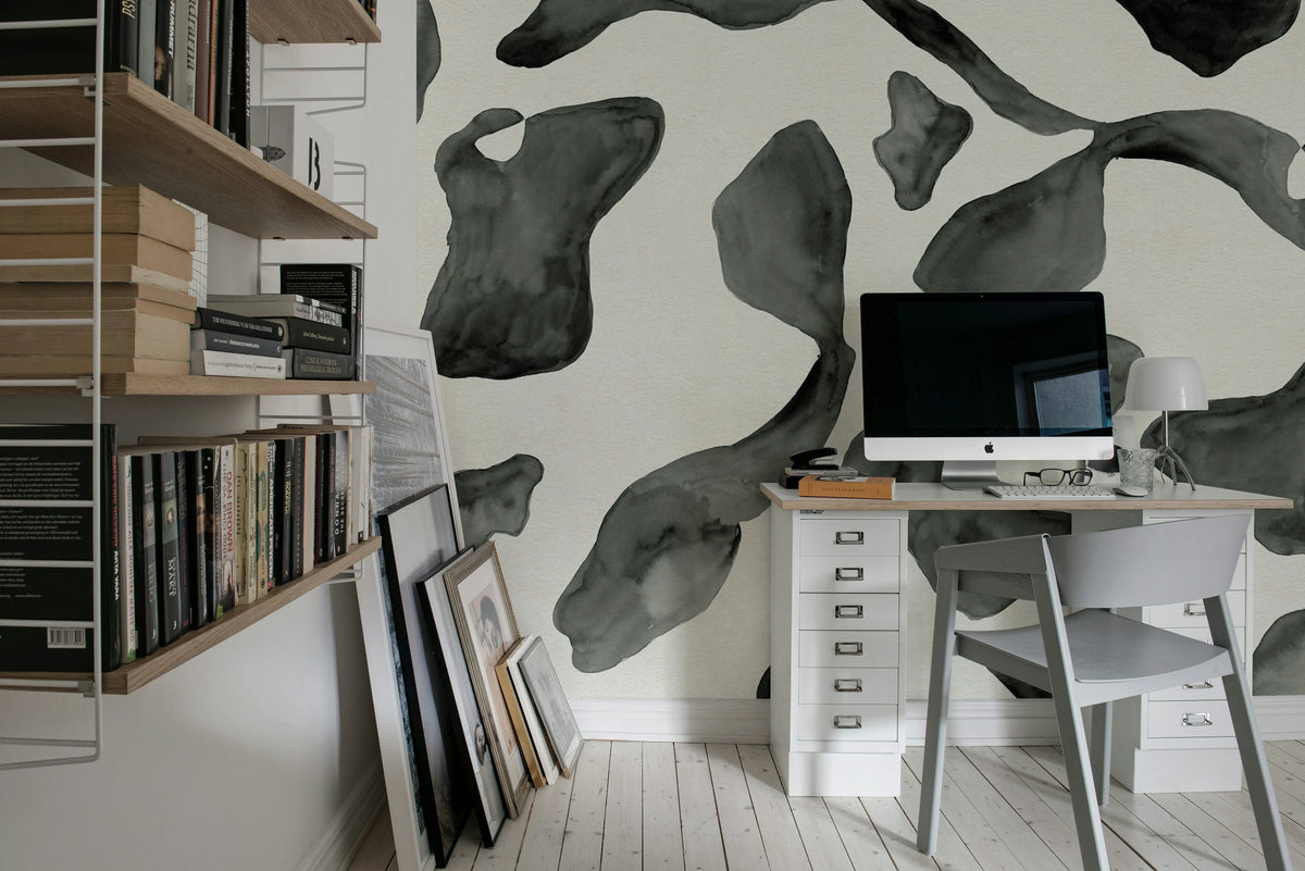 Abstract Motifs, Black & White Mural Wallpaper - room preview 03