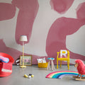 Wiggle Shapes, Pink Mural Wallpaper - room preview 03