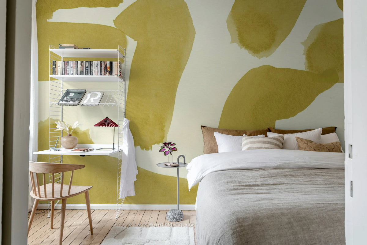 Wiggle Shapes, Yellow Mural Wallpaper - room preview 03