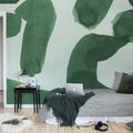 Wiggle Shapes, Green Mural Wallpaper - room preview 03