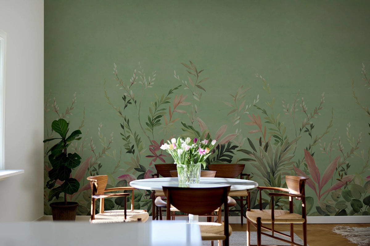 Jungle Meadow, Green Mural Wallpaper - room preview 03