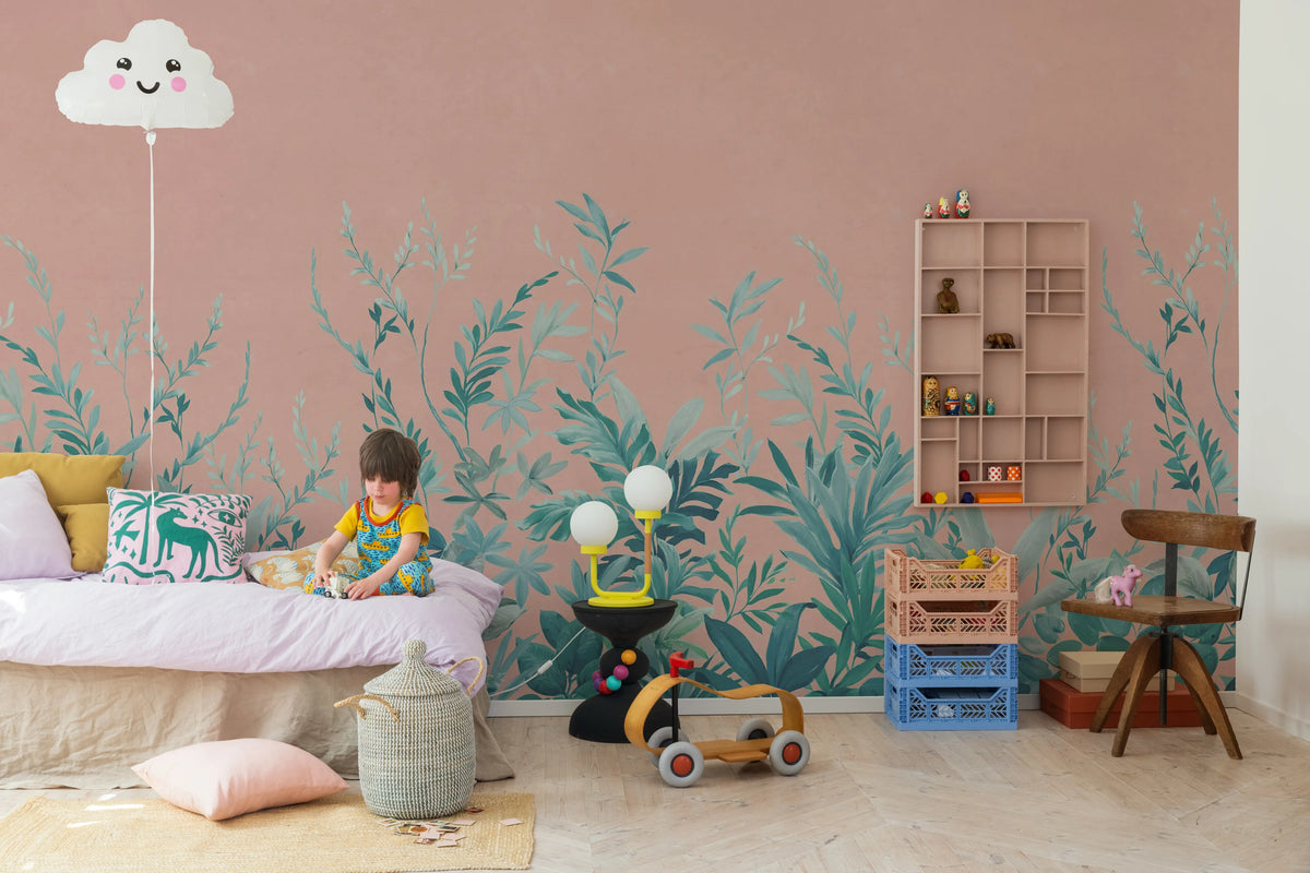Jungle Meadow, Pink Mural Wallpaper - room preview 03