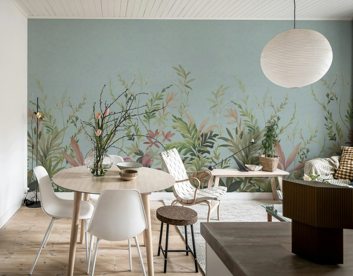 Jungle Meadow, Blue Mural Wallpaper - room preview 03