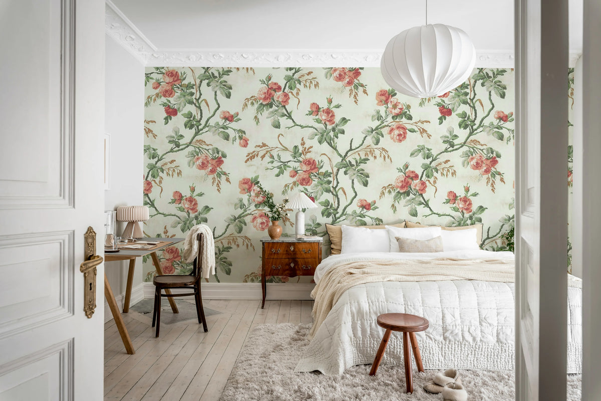 Rose Garland, Pink Mural Wallpaper - room preview 03