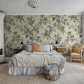 Rose Garland, Blue Mural Wallpaper - room preview 03