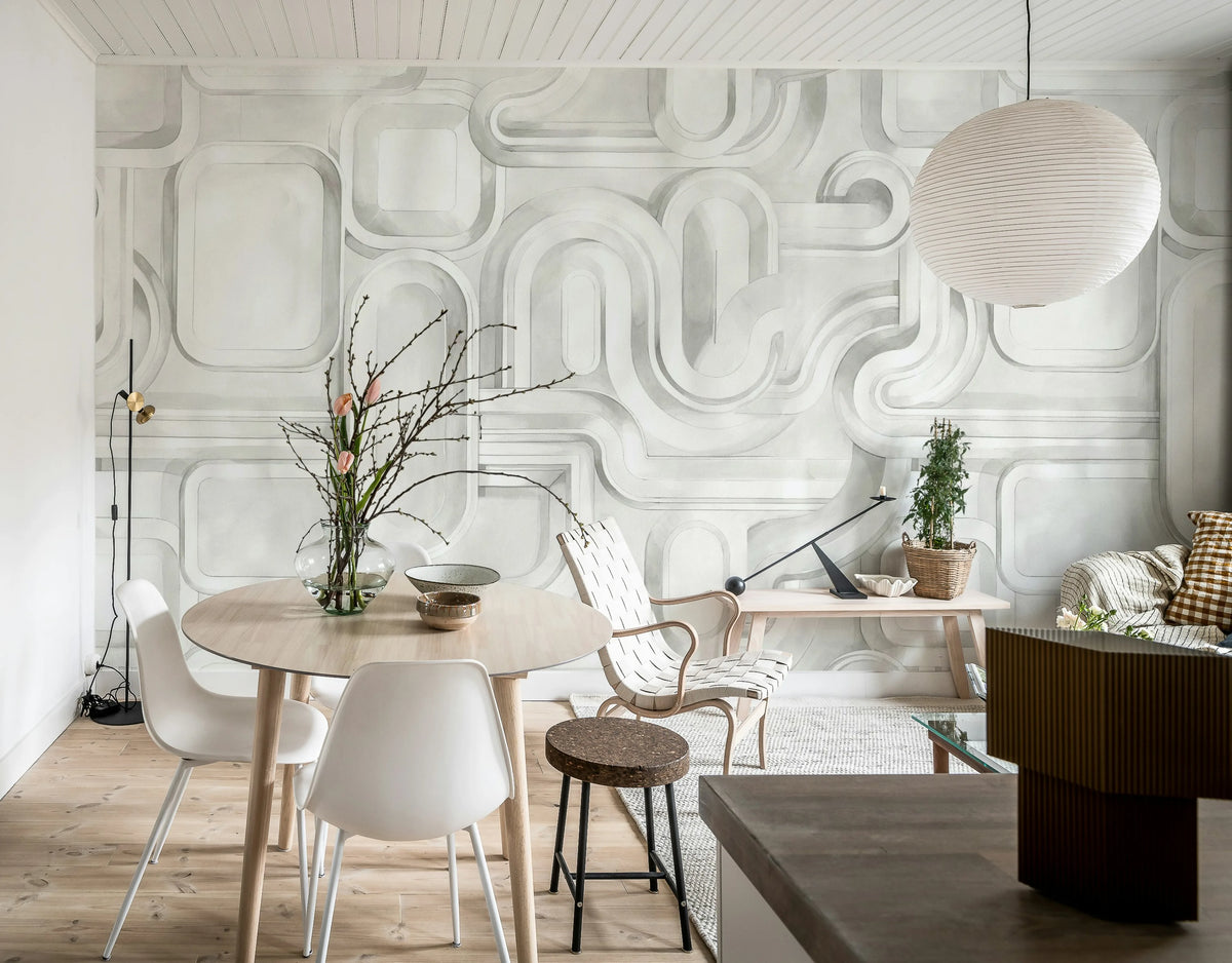 Abstract Path, Gray Mural Wallpaper - room preview 03