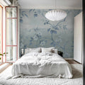 Concrete Flowers, Blue Mural Wallpaper - room preview 03