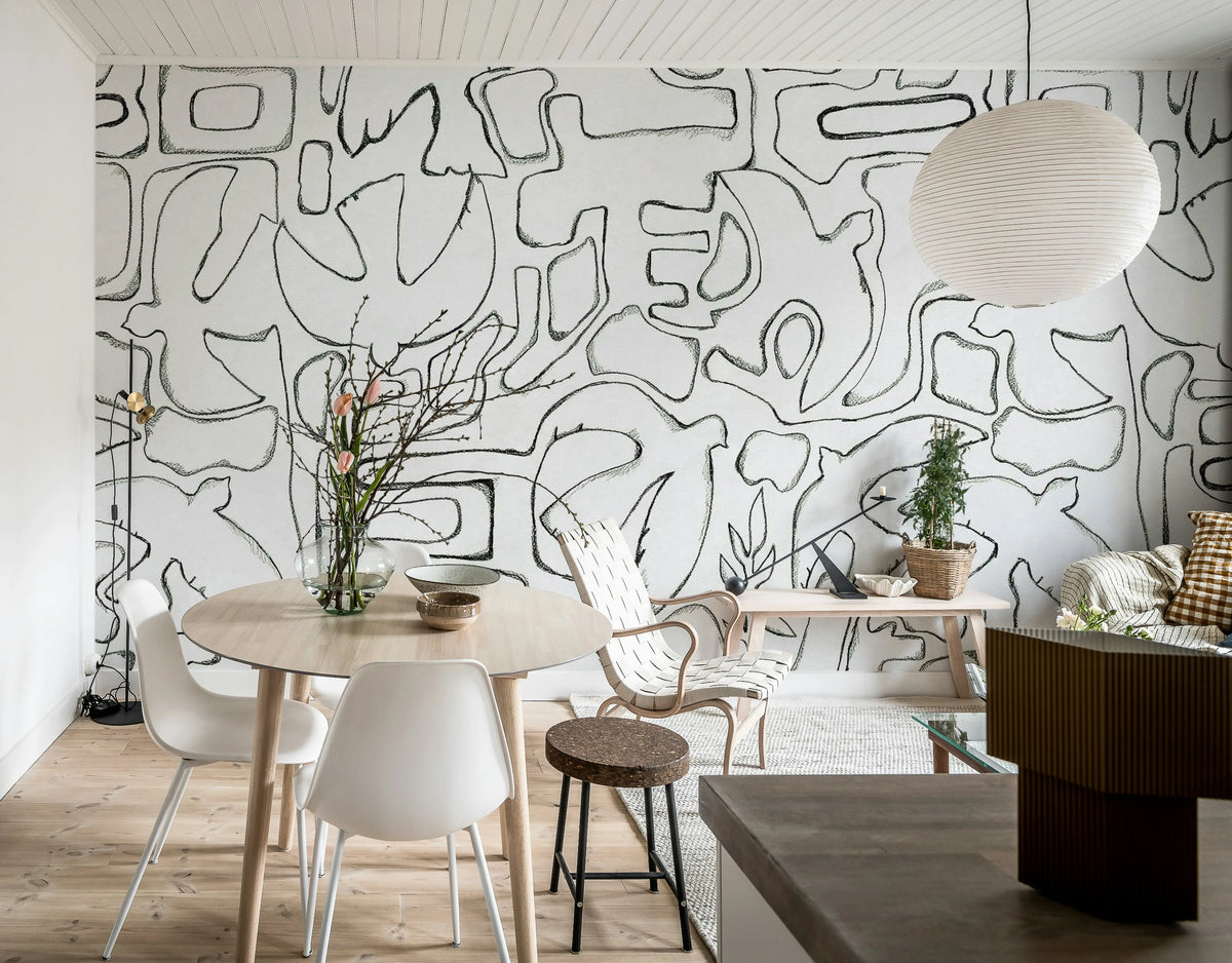 Peaceful, Black & White Mural Wallpaper - room preview 03
