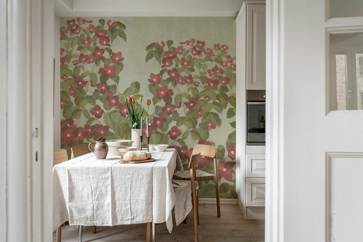 Parkflowers, Red Mural Wallpaper - room preview 03