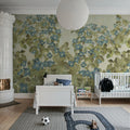 Parkflowers, Blue Mural Wallpaper - room preview 03