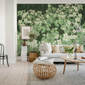 Parkflowers, White Mural Wallpaper - room preview 03