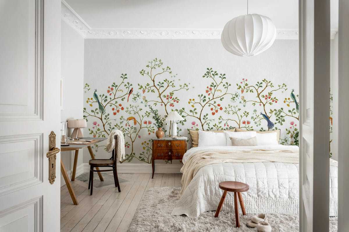 Songbird Mural, White Mural Wallpaper - room preview 03