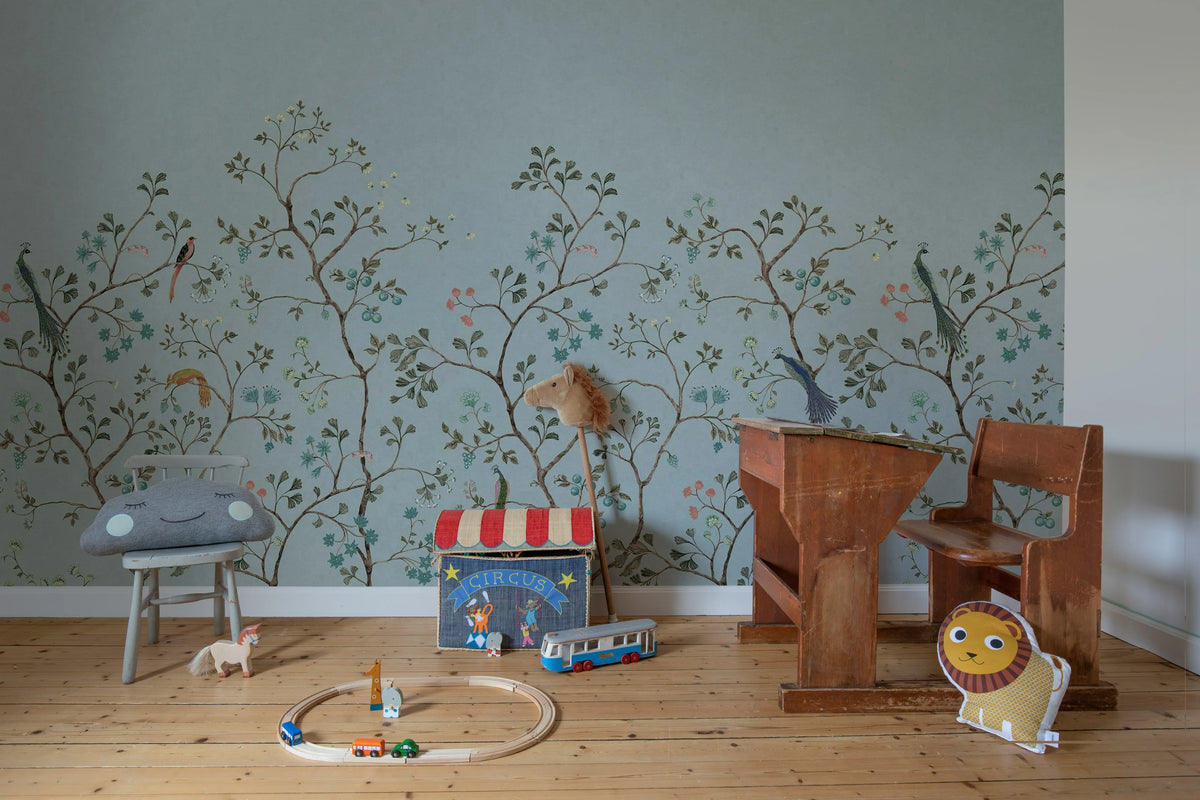 Songbird Mural, Blue Mural Wallpaper - room preview 03