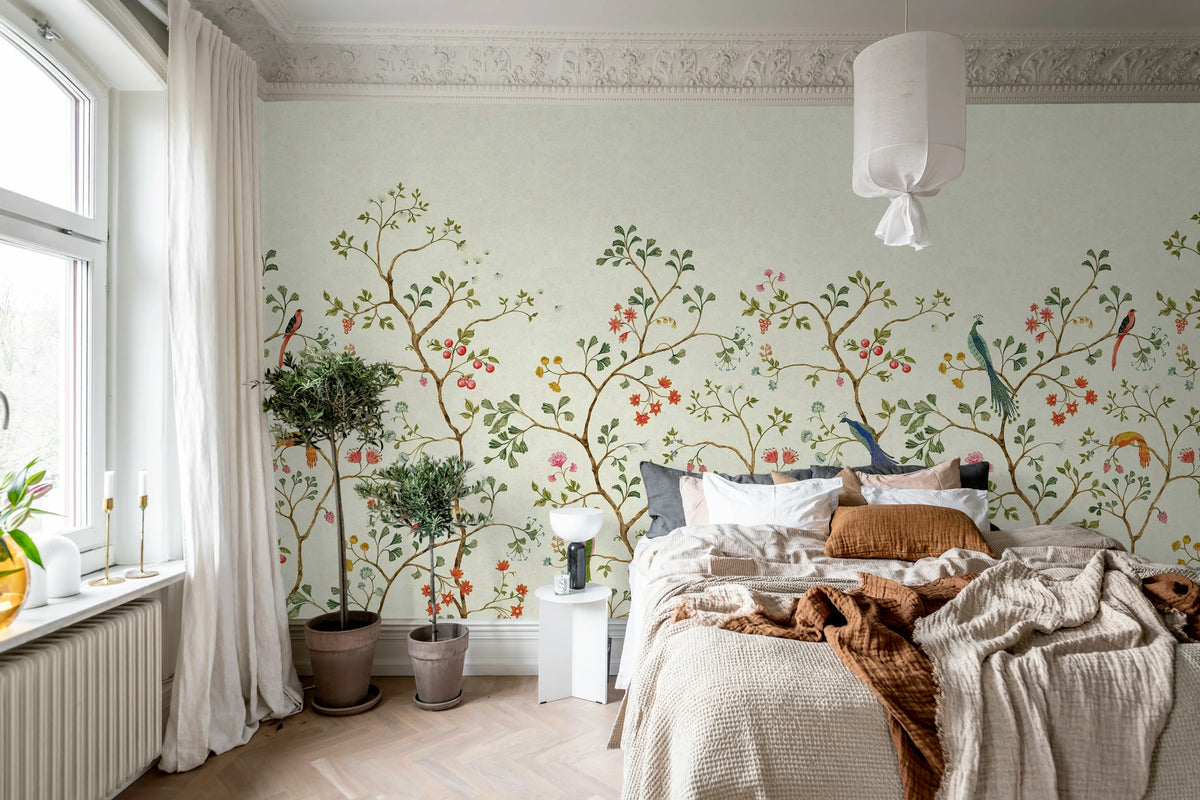 Songbird Mural, Beige Mural Wallpaper - room preview 03