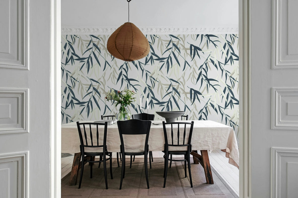 Bamboo Jungle, Blue Mural Wallpaper - room preview 03
