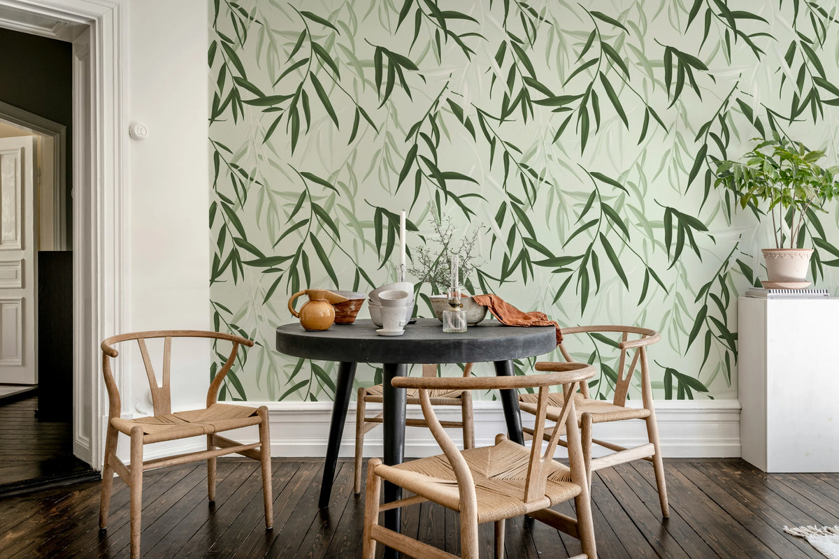 Bamboo Jungle, Green Mural Wallpaper - room preview 03
