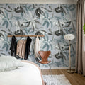 Lily Garden, Blue Mural Wallpaper - room preview 03