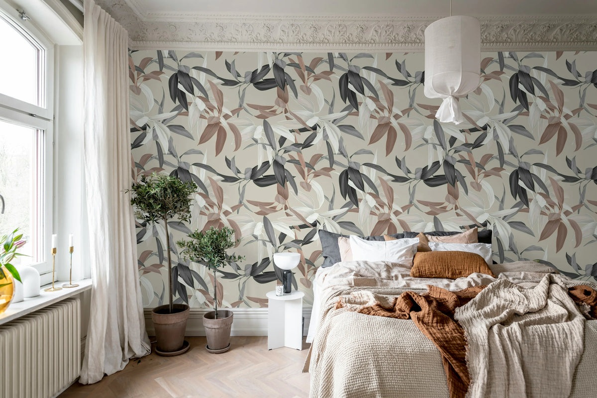 Lily Garden, Rust Mural Wallpaper - room preview 03
