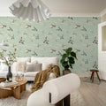 Swallow Sky, Vintage Blue Mural Wallpaper - room preview 03