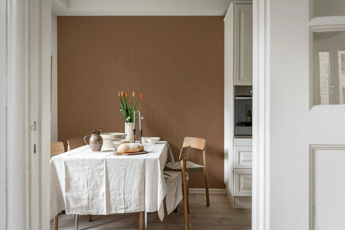 Clay Flow, Mocha Mousse Mural Wallpaper - room preview 03