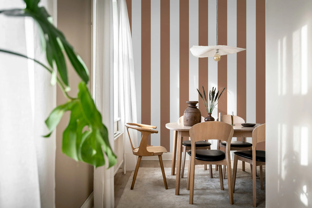 Happy Stripes, Mocha Mousse Mural Wallpaper - room preview 03