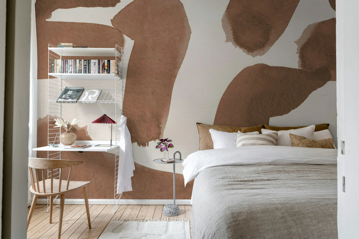 Wiggle Shapes, Mocha Mousse Mural Wallpaper - room preview 03