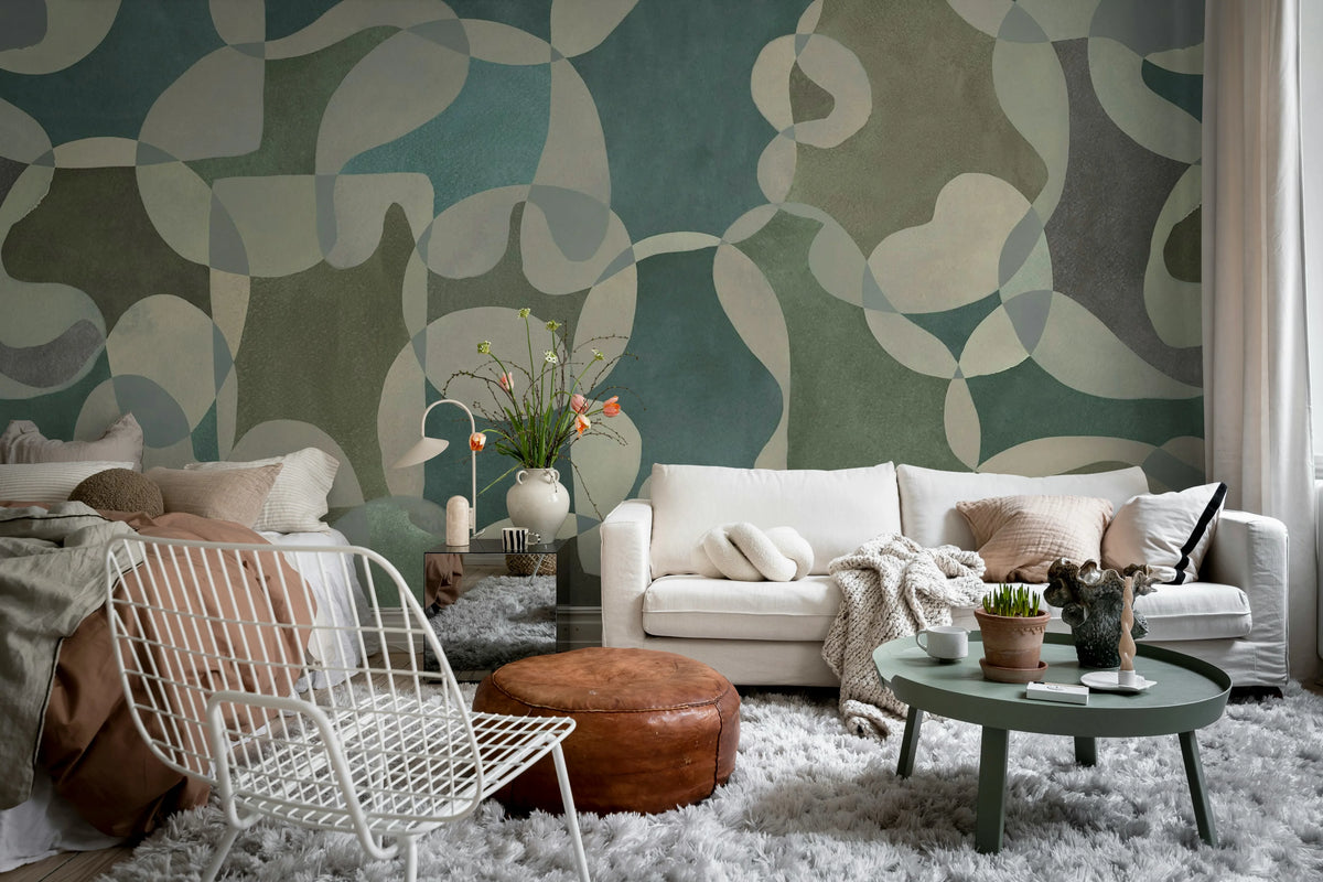 Overlap, Retro Mural Wallpaper - room preview 03