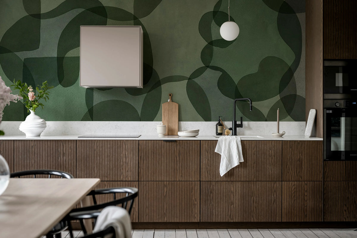 Overlap, Green Mural Wallpaper - room preview 03
