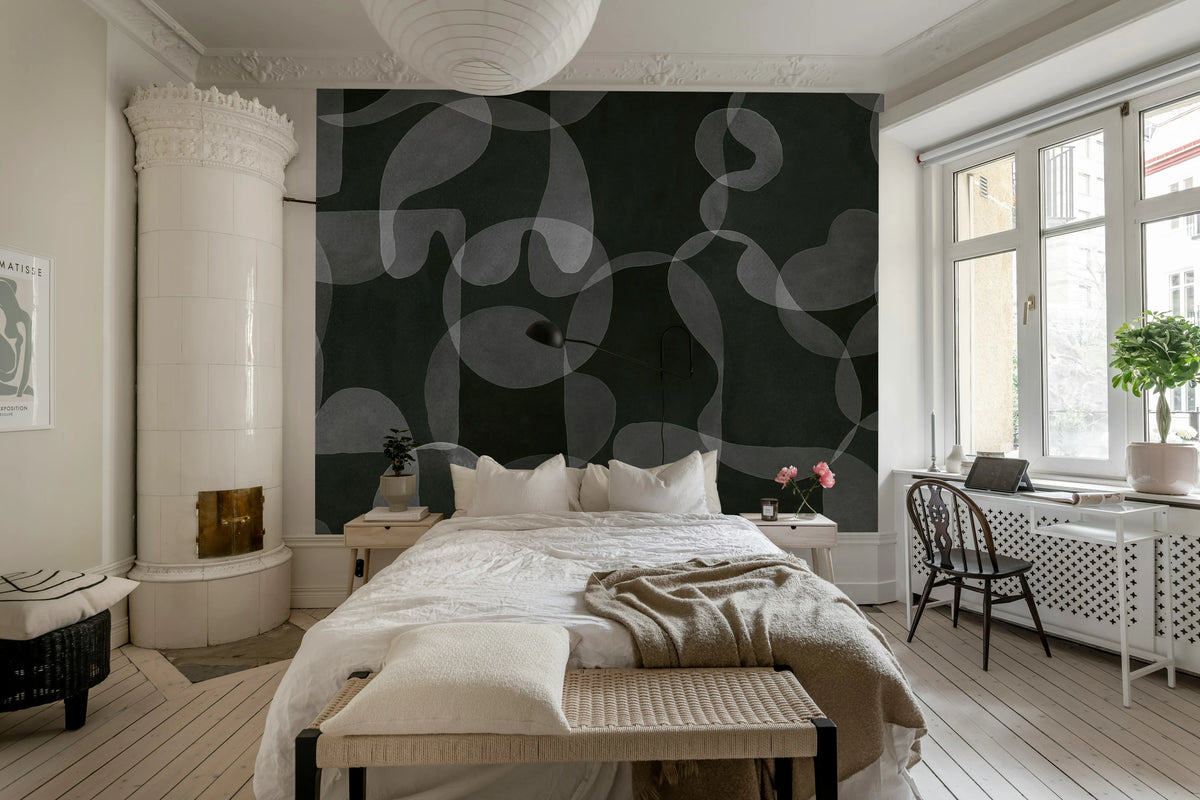 Overlap, Dark Mural Wallpaper - room preview 03