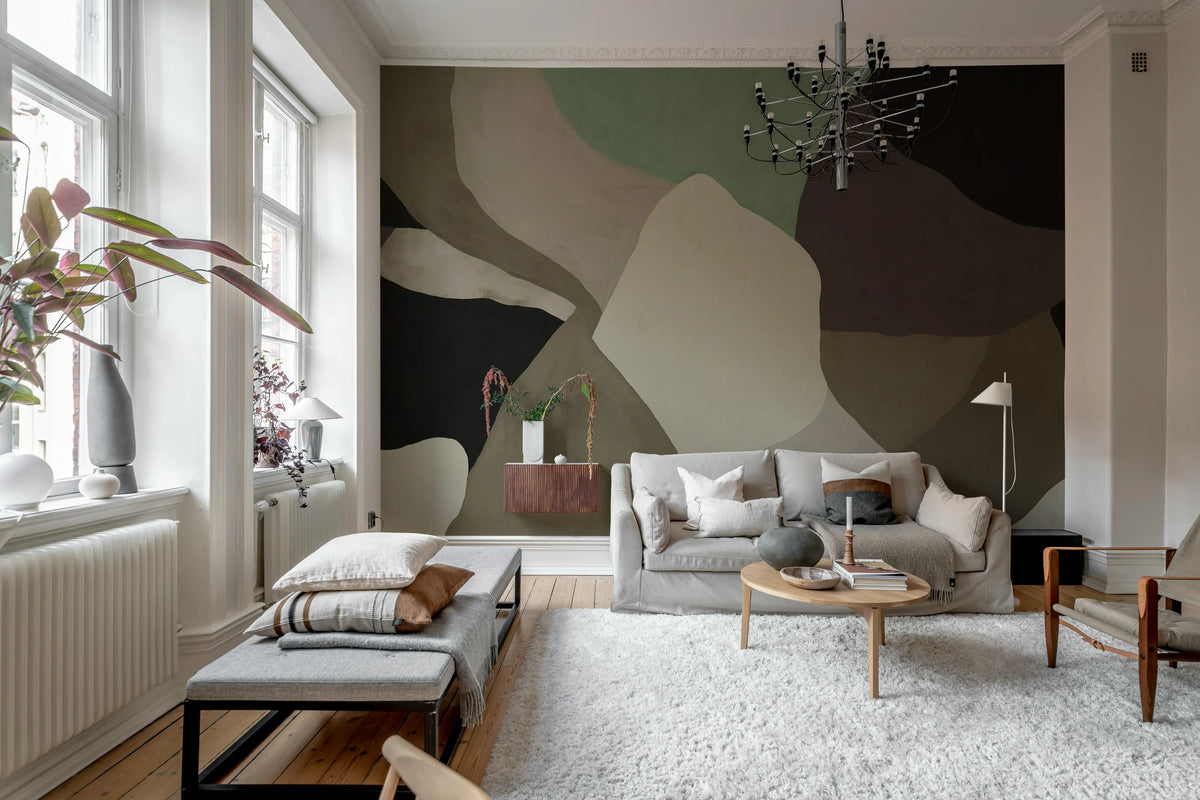 Abstract Fields, Brown Mural Wallpaper - room preview 03
