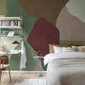 Abstract Fields, Green & Red Mural Wallpaper - room preview 03