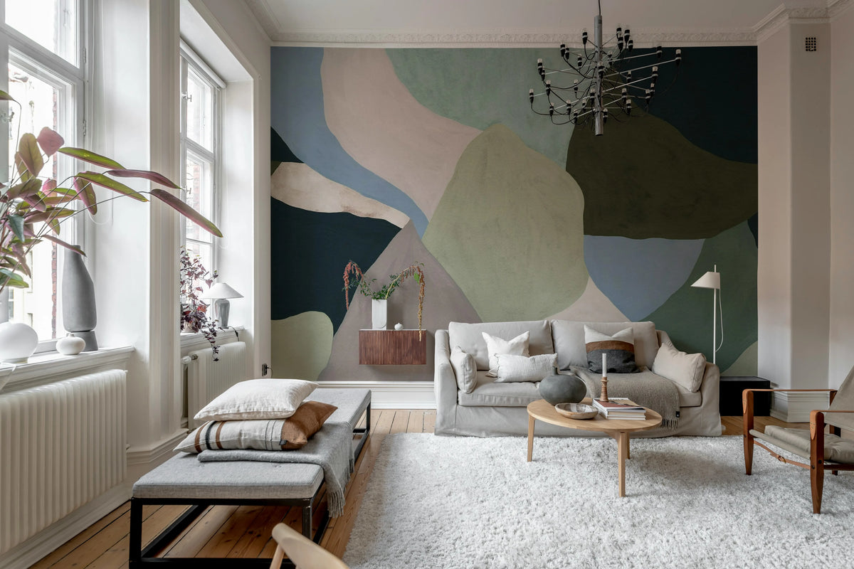 Abstract Fields, Pink & Blue Mural Wallpaper - room preview 03