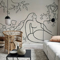 Lush Lines, Black & White Mural Wallpaper - room preview 03
