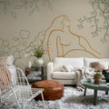 Lush Lines, Orange & Green Mural Wallpaper - room preview 03