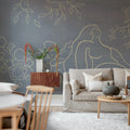 Lush Lines, Blue Mural Wallpaper - room preview 03
