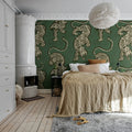 Ink Tiger, Green Mural Wallpaper - room preview 03