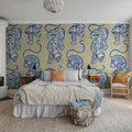 Ink Tiger, Blue Mural Wallpaper - room preview 03