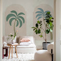 Palm Arches, Green & Pink Mural Wallpaper - room preview 03